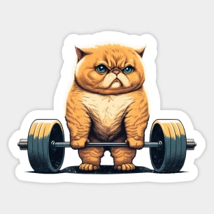 Deadlifting Cat Sticker